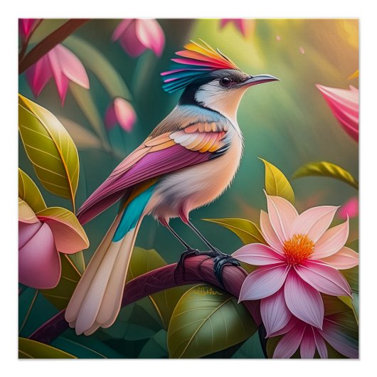 Rainbow Crested Jay Fantasy Bird Perfect Poster (Voorkant)