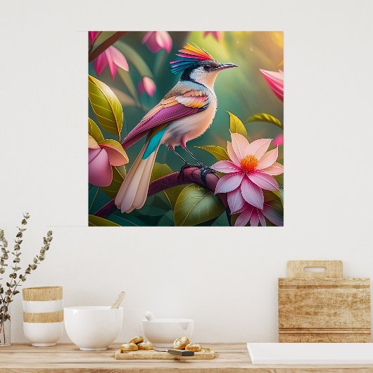 Rainbow Crested Jay Fantasy Bird Poster (Keuken)