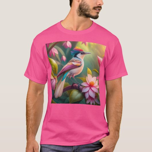 Rainbow Crested Jay Fantasy Bird T-shirt (Voorkant)