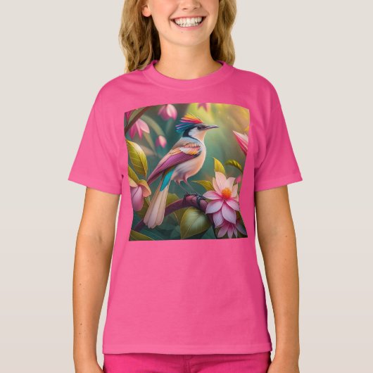 Rainbow Crested Jay Fantasy Bird T-shirt (Voorkant)