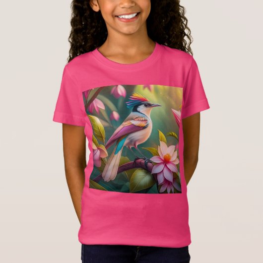 Rainbow Crested Jay Fantasy Bird T-shirt (Voorkant)