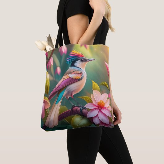 Rainbow Crested Jay Fantasy Bird Tote Bag (Dichtbij)