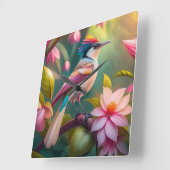 Rainbow Crested Jay Fantasy Bird Vierkante Klok (Hoek)