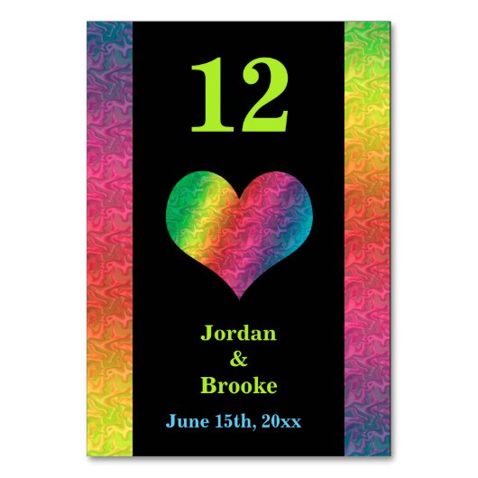 [Rainbow Crinkle Wedding] Hart Bar Menu Zwart Kaart (Voorkant)