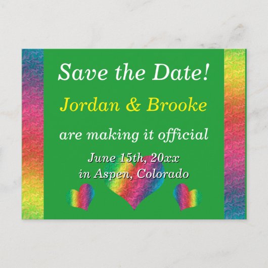 [Rainbow Crinkle Wedding] Harten Briefkaart Groen (Voorkant)