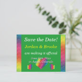 [Rainbow Crinkle Wedding] Harten Briefkaart Groen (Staand voorkant)