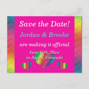 [Rainbow Crinkle Wedding] Harten Briefkaart Roze