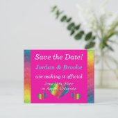 [Rainbow Crinkle Wedding] Harten Briefkaart Roze (Staand voorkant)