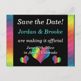 [Rainbow Crinkle Wedding] Harten Briefkaart Zwart