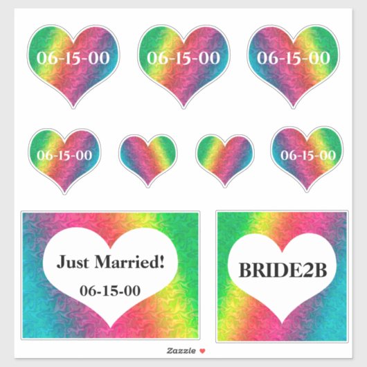 [Rainbow Crinkle Wedding] Harten Datum vinyl Sticker (Vel)