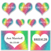 [Rainbow Crinkle Wedding] Harten Datum vinyl Sticker (Voorkant)