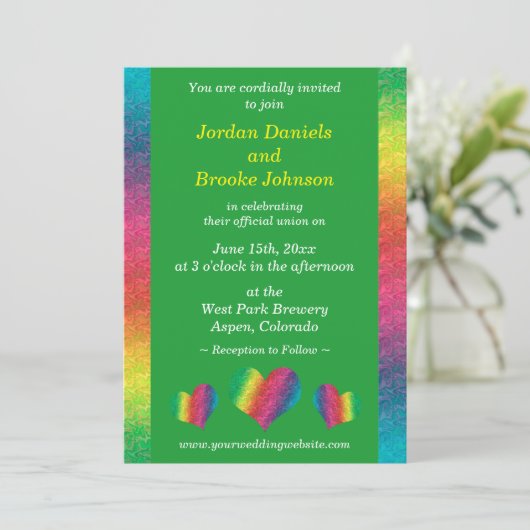 [Rainbow Crinkle Wedding] Harten Moderne Groene (Staand voorkant)