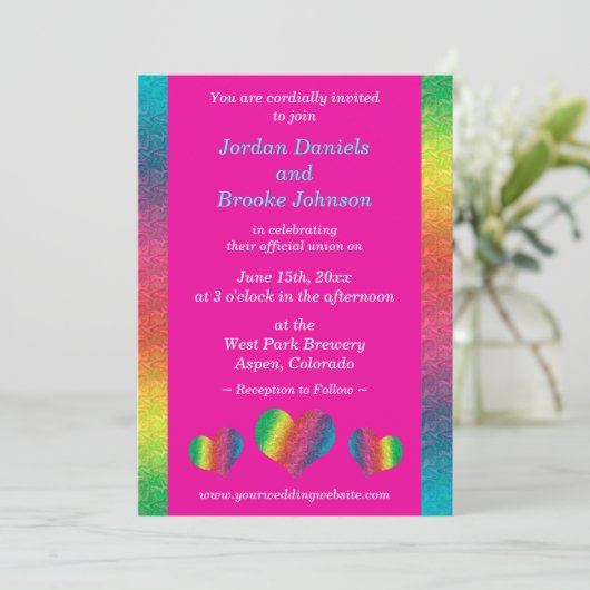 [Rainbow Crinkle Wedding] Harten Moderne Roze (Staand voorkant)