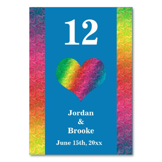 [Rainbow Crinkle Wedding] Heart Bar Menu Blauw Kaart (Voorkant)
