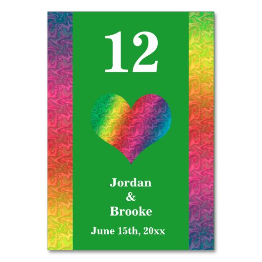 [Rainbow Crinkle Wedding] Heart Bar Menu Groen Kaart (Voorkant)