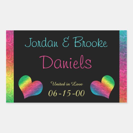 [Rainbow Crinkle Wedding] Heart Butterfly Black Rechthoekige Sticker (Voorkant)