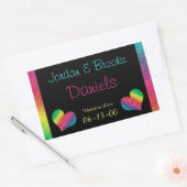 [Rainbow Crinkle Wedding] Heart Butterfly Black Rechthoekige Sticker (Envelop)