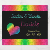 [Rainbow Crinkle Wedding] Heart Butterfly Black Sparkling Wijnetiket (Enkel label)