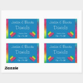 [Rainbow Crinkle Wedding] Heart Butterfly Blue Rechthoekige Sticker (Vel)