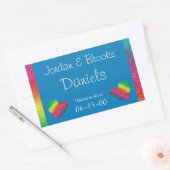 [Rainbow Crinkle Wedding] Heart Butterfly Blue Rechthoekige Sticker (Envelop)