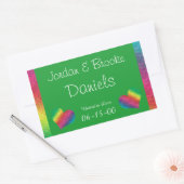 [Rainbow Crinkle Wedding] Heart Butterfly Green Rechthoekige Sticker (Envelop)