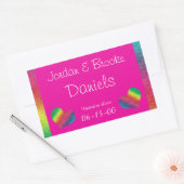 [Rainbow Crinkle Wedding] Heart Butterfly roze Rechthoekige Sticker (Envelop)