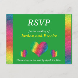 [Rainbow Crinkle Wedding] Hoort de groene RSVP-kaa Uitnodiging Briefkaart