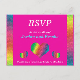 [Rainbow Crinkle Wedding] Hoort RSVP-kaart roze Uitnodiging Briefkaart