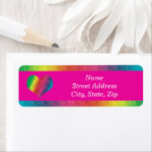 [Rainbow Crinkle Wedding] Kleurig hartroze Etiket (Insitu)