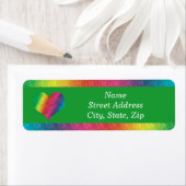 [Rainbow Crinkle Wedding] kleurrijk Heart Green Etiket (Insitu)