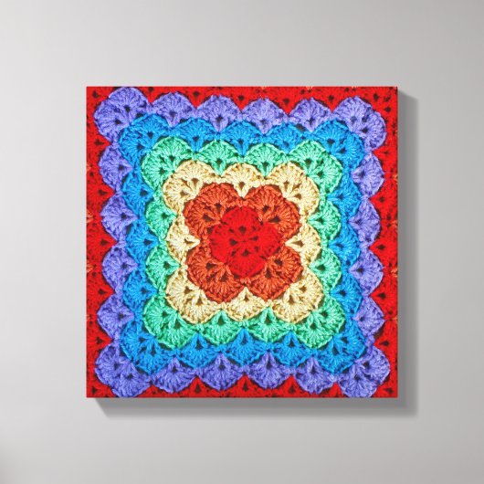 Rainbow Crochet Granny Square Canvas Afdruk (Voorkant)