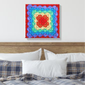 Rainbow Crochet Granny Square Canvas Afdruk (Insitu (Slaapkamer))