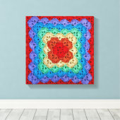 Rainbow Crochet Granny Square Canvas Afdruk (Insitu (Houten vloer))