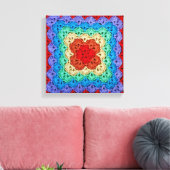 Rainbow Crochet Granny Square Canvas Afdruk (Insitu (Woonkamer))