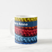 Rainbow Crochet met naam Koffiemok (Voorkant links)