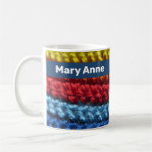 Rainbow Crochet met naam Koffiemok (Links)