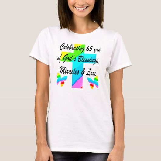 RAINBOW CROSS 65E VERJAARDAG ONTWERP T-SHIRT (Voorkant)
