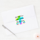 RAINBOW CROSS 65E VERJAARDAG ONTWERP VIERKANTE STICKER (Envelop)