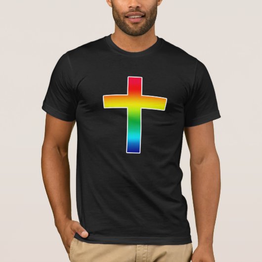Rainbow Cross Christelijke T-shirts (Voorkant)