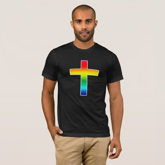 Rainbow Cross Christelijke T-shirts (Voorkant volledig)