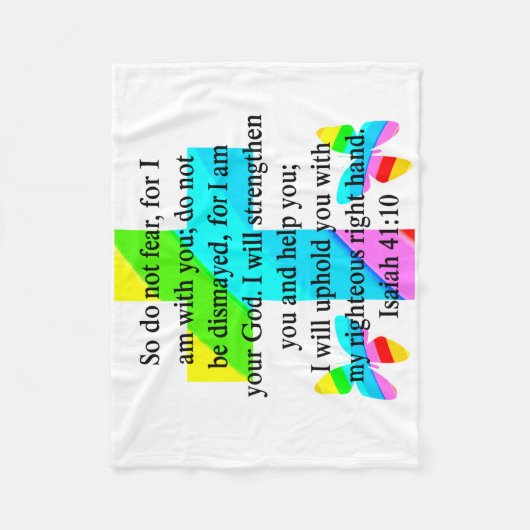  RAINBOW CROSS ISAIAH 41:10 ONTWERP FLEECE DEKEN (Voorkant)