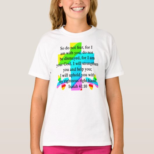  RAINBOW CROSS ISAIAH 41:10 ONTWERP T-SHIRT (Voorkant)