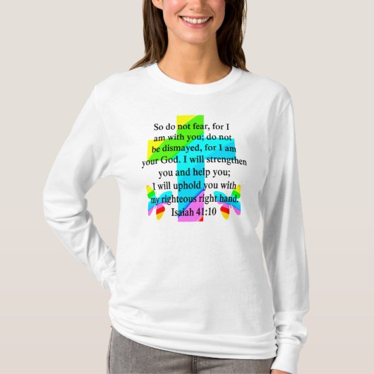 RAINBOW CROSS ISAIAH 41:10 ONTWERP T-SHIRT (Voorkant)