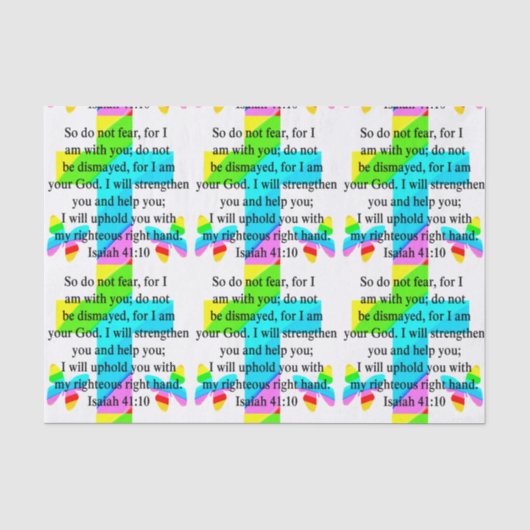  RAINBOW CROSS ISAIAH 41:10 ONTWERP TISSUEPAPIER (Voorkant)