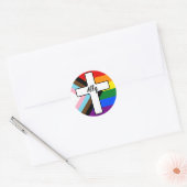 Rainbow Cross Progress Pride Flag Ally Ronde Sticker (Envelop)