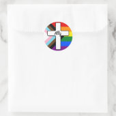 Rainbow Cross Progress Pride Flag Ally Ronde Sticker (Tas)