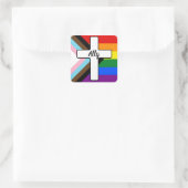Rainbow Cross Progress Pride Flag Ally Vierkante Sticker (Tas)