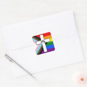 Rainbow Cross Progress Pride Flag Ally Vierkante Sticker (Envelop)