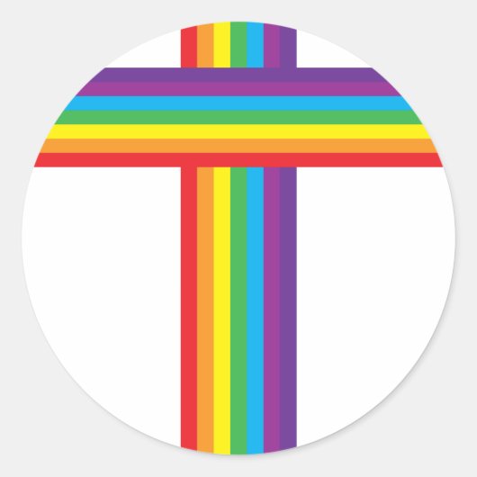 Rainbow CROSS Ronde Sticker (Voorkant)