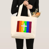 Rainbow Cross ROY G BIV Grote Tote Bag (Voorkant (product))